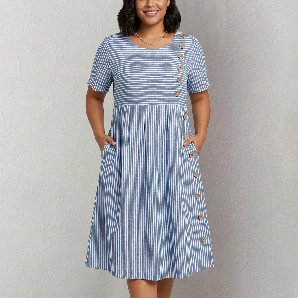Mariel - Striped Button Dress