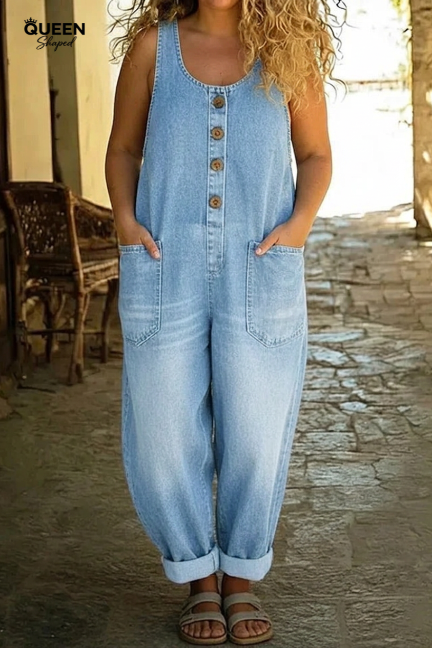 Ruth | Vintage Washed Cotton Denim Overalls